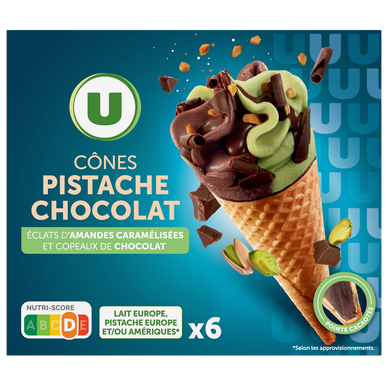 Cônes glacés chocolat pistache  x6