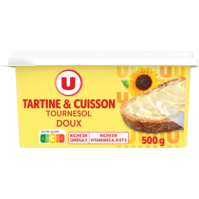 Margarine allégée au tournesol 60%MG, barquette 500g