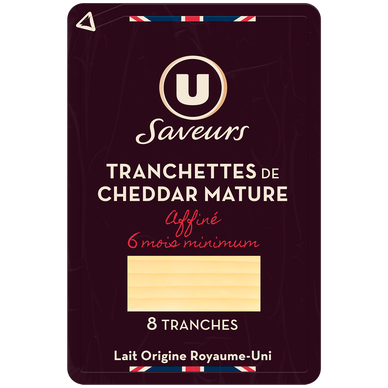 Cheddar mature affiné 6 mois minimum 34%MG - 8 tranches, 150g