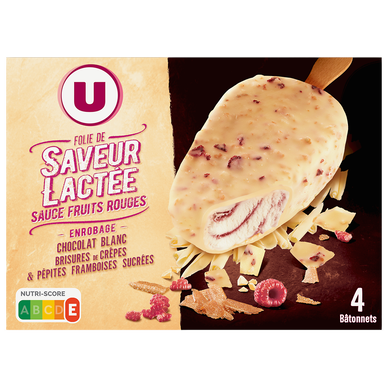 Bâtonnets glacés folie lactée fruits rouges - x4 278g