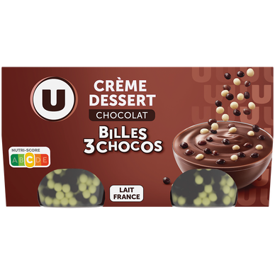 Crème dessert au chocolat et billes au chocolat  4x117g