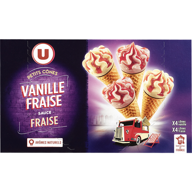 Petits cônes glacés vanille-fraise - X8 344G