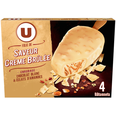 Bâtonnets glacés folie crème brûlée - x4 282g