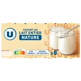 Yaourt au lait entier nature pot en verre 8x125g