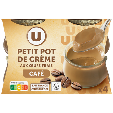 Desserts lactés à la crème aux oeufs frais saveur café  4x100g