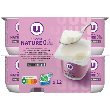 Yaourt nature  0%MG, 12x125g