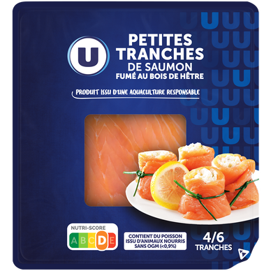 Saumon fumé Atlantique,  4 à 6 petites tranches, 150g