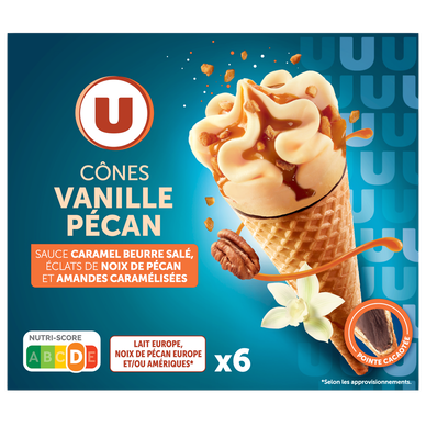 Cônes glacés vanille pécan,  x6 , 408g