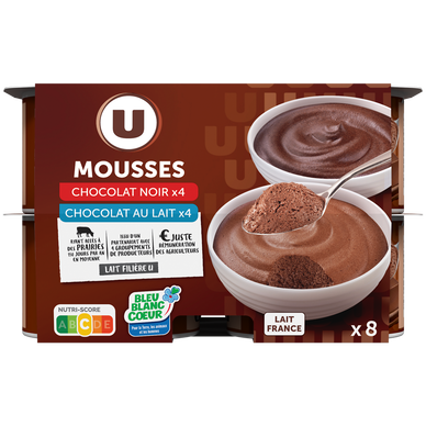 Mousse chocolat au lait et chocolat noir panachée  8x60g