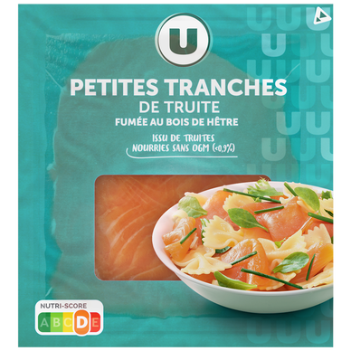 Mini tranches de truite fumée,  plateau de 100g