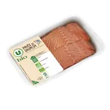 Pavé de saumon atlantique avec peau bio, élevé en Norvège, 2 pièces, barquette, 250g
