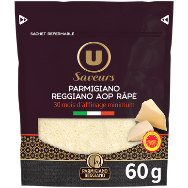 Parmigiano Reggiano AOP râpé affinage 30 mois 30%mg , 60g