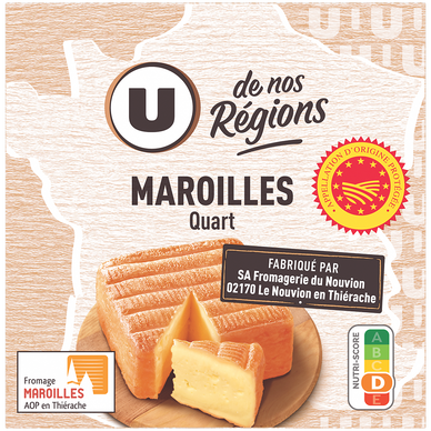 Quart Maroilles AOP au lait pasteurise 26%mg UDNR 200g