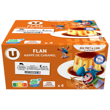 Dessert lacté flan goût vanille nappé caramel   4x100g
