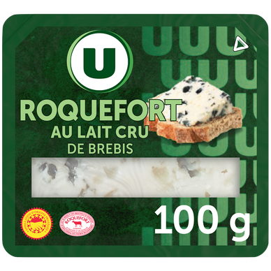 Fromage au lait cru de brebis AOP Roquefort 32% de matière grasse  tranche de 100g