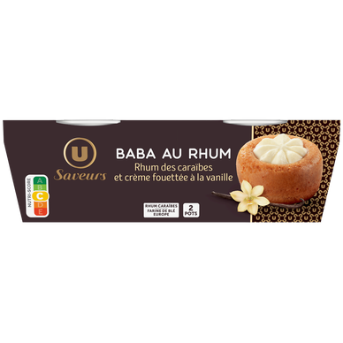 Baba au rhum crème vanille , 2x140g