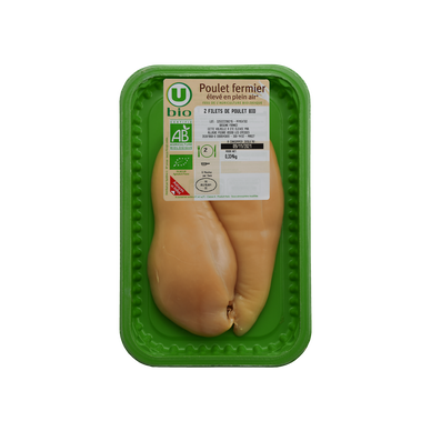 Filet de poulet fermier jaune bio,  France, 2 pièces