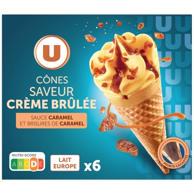 Cônes glacés glacés crème brûlée - x6, 396g