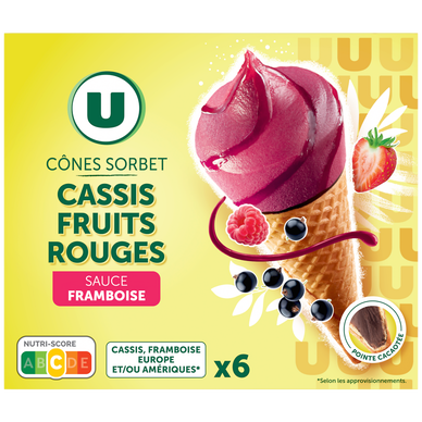 Cônes glacés sorbet fruits rouges, x6 408g