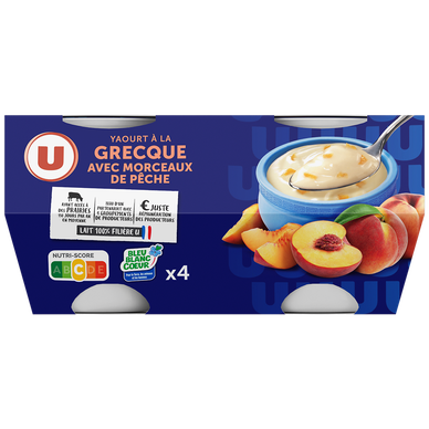 Yaourt à la grecque avec morceaux de pêche 4x150g