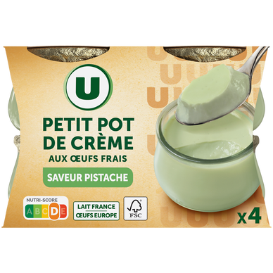 Pot de crème saveur Pistache, 4 pots de 100g