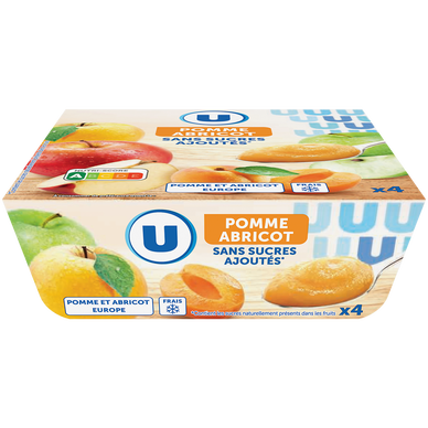 Dessert fruitier Purée pommes abricot sans sucres ajoutés coupelles 4x100g