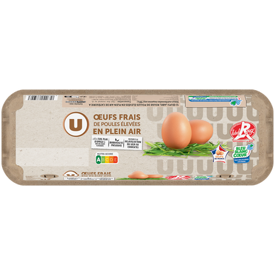 Oeufs de poules plein air Label Rouge Bleu Blanc Coeur calibre mixte -bte x12