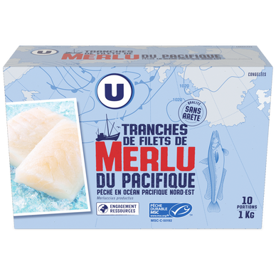 Tranches de filet de merlu du Pacifique surgelés  10x100g