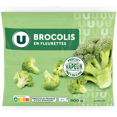 Brocolis fleurettes précuits vapeur, 900g