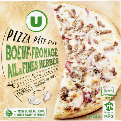 Pizza au boeuf fromage ail et fines herbes  395g