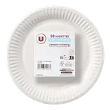 Assiette en carton FSC diamètre 18cm blanc x50