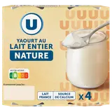 Yaourt nature au lait entier pot en verre 4x125g
