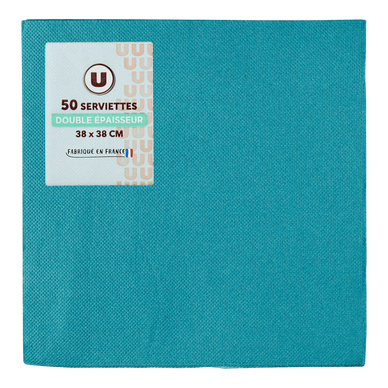 Serviette bleu canard x50 - 38x38cm