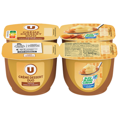 Crème dessert duo saveur vanille caramel 4x125g