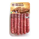 Saucisse de volaille nature, 6 pièces, 300g