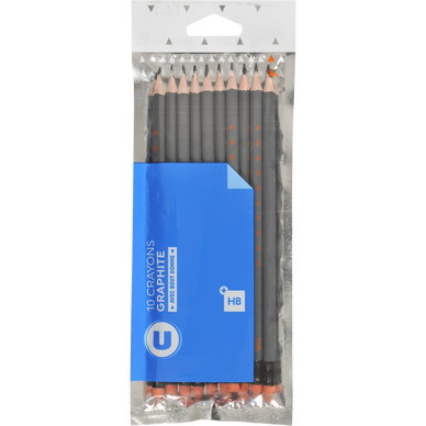 Crayon de papier HB avec bout gomme pack de 10