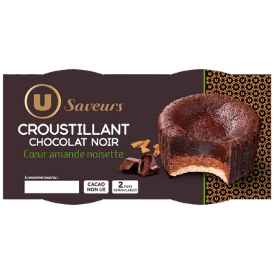 Croustillant au chocolat noir et coeur amandes noisettes, 2x80g