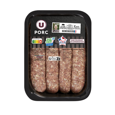 Saucisse de Toulouse aux herbes,  Nouvelle Agriculture, France, 4 pièces, 500g