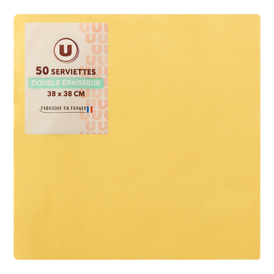 Serviette jaune x50 - 38x38cm