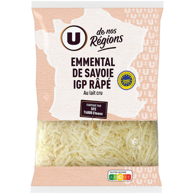 Emmental de Savoie rapé IGP lait cru  31%MG, 140g