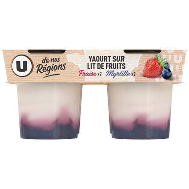 Yaourt sur lit de fraise myrtille - 4x125g