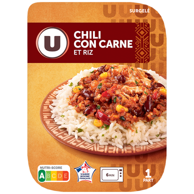 Plat cuisiné individuel Chili con carne et riz 300g