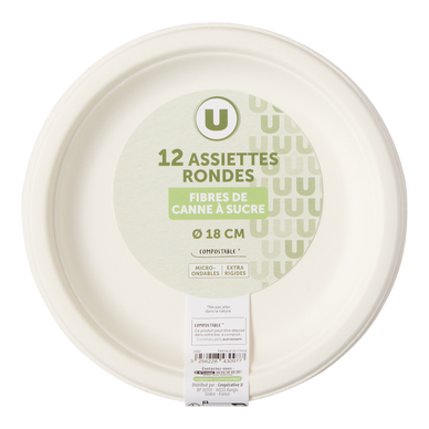 Assiette ronde U Bagasse 18cm - x12