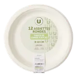 Assiette ronde U Bagasse 18cm - x12