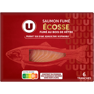 Saumon fumé Atlantique, Ecosse,  6 tranches  -  225g