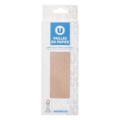Pailles en papier, coloris kraft, papier issu de sources contrôlées, x25