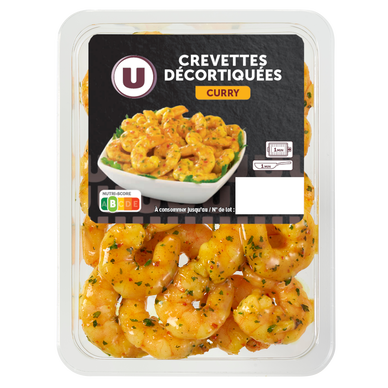 Crevette décortiquée sauce curry, transformée en France, barquette, 120g