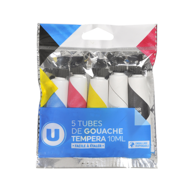 Tube de gouache 10ml x5 couleurs primaires