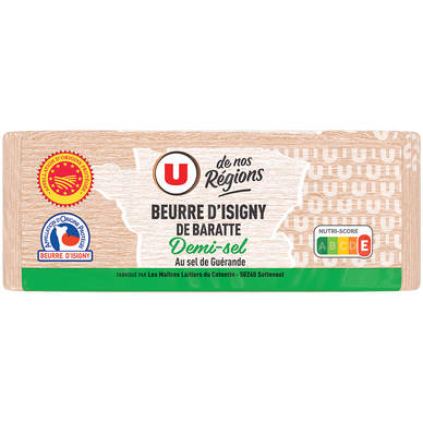 Beurre d'Isigny AOP 1/2 sel de baratte moulé  80%mg, 250g