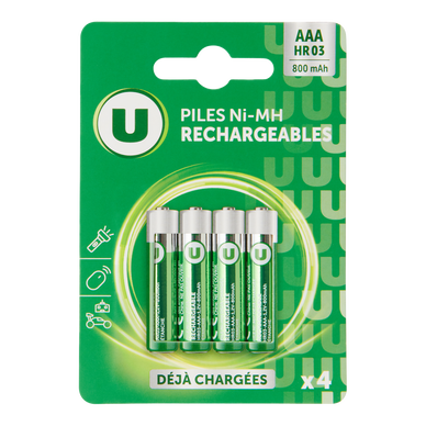 Pile rechargeable HR03 800mAh x4